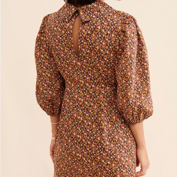 Free People Making Plans Floral Boho Point Colar Mini Dress - Picture 7 of 14